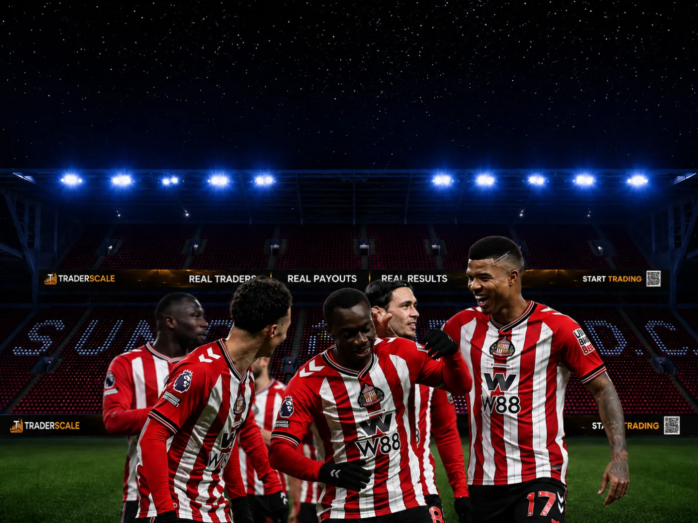 Sunderland AFC players celebrating at the Stadium of Light